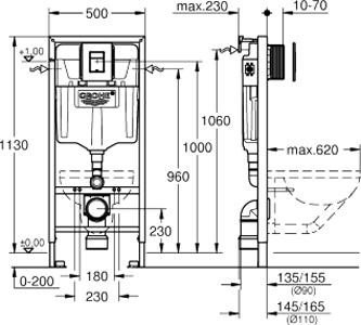 Комплект Унитаз подвесной STWORKI Дублин SETK3504-0605-001-1-6000 с микролифтом + Инсталляция Grohe Solido 38811KFO 3 в 1 с кнопкой смыва