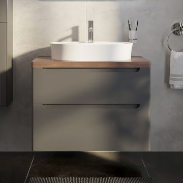 Тумба с раковиной STWORKI Берген 80, серая с темной столешницей, Bocchi Slim Line 1600-001-0126