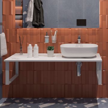 Столешница с раковиной DIWO Элиста 120 белый мрамор, с раковиной Moduo 50 Square