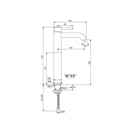 Смеситель для умывальника Ideal Standard CERALINE Vessel, монтаж Ideal Standard-Fix