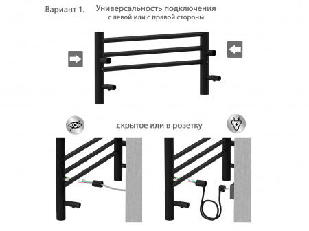 Полотенцесушитель электрический (quick touch) Aquatek Пандора П10 500х900 (черный муар)