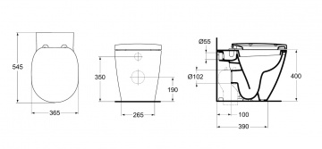 Унитаз приставной Ideal Standard CONNECT, под скрытый бачок, белый (E803401)