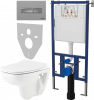 Комплект Унитаз подвесной Seramiksan Petite + Крышка AG50006 с микролифтом + Инсталляция DIWO + Кнопка 7321 хром матовый