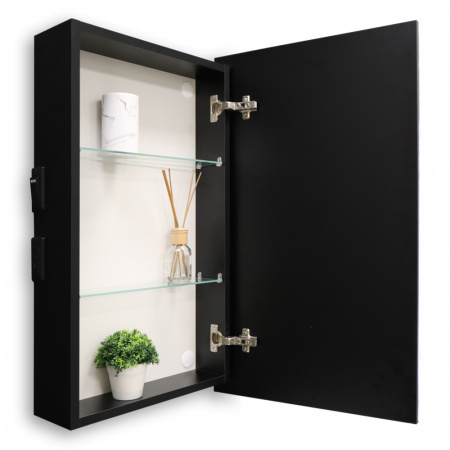 Зеркало-шкаф AZARIO Hamburg-BLACK 462х148х762 с подсветкой, механический выключатель, черный (LED-00002669)