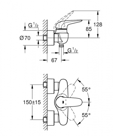 Смеситель для душа GROHE Eurostyle, хром (23722003)