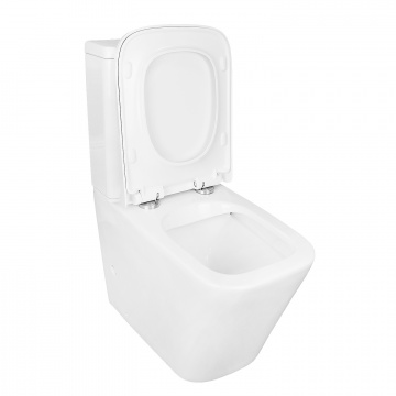 Унитаз-компакт Azario Quadro 605x340x810 напольный, смыв "Торнадо", безободковый с сидением микролифт и арматурой, белый (AZ-2175 UQ1)
