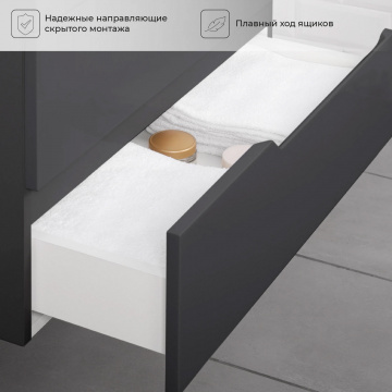 Комплект тумба Итана Sky 80 (800х450х560) подвесная, с раковиной Clarissa 80, графит (CS00091694)