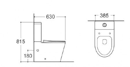 AQ2904-00 ВЕГА Унитаз напольный безободковый с бачком 630*390*825мм, горизонтальный выпуск, тонкое сиденье с механизмом плавного закрывания, крепеж
