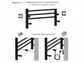 Полотенцесушитель электрический (quick touch) Aquatek Альфа П10 500х900 (черный муар)