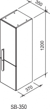 Шкаф-пенал Ravak Chrome SB 350, подвесной, 35*37*120 см, правый, белый