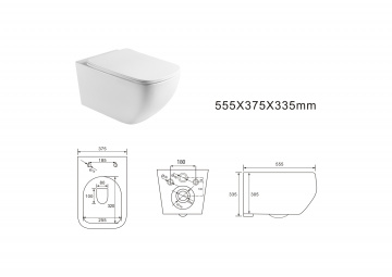 Унитаз подвесной безободковый Aquatek МЕДЕЯ AQ1537T-00 555*375*335, сиденье легкосъемное с микролифтом, смыв ТОРНАДО