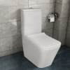 Унитаз-компакт Azario Quadro 605x340x810 напольный, безободковый с сидением микролифт и арматурой, белый (AZ-2175)