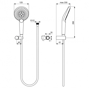 Душевой набор Ideal Standart  IDEALRAIN с настенным держателем EVO JET ROUND XL3 (B1765AA)