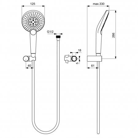 Душевой набор Ideal Standart  IDEALRAIN с настенным держателем EVO JET ROUND XL3 (B1765AA)