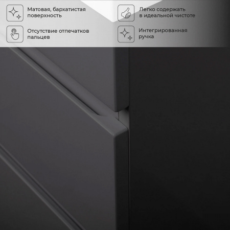 Комплект тумба Итана Sky 80 (800х450х560) подвесная, с раковиной Clarissa 80, графит (CS00091694)