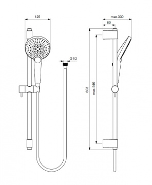Душевой набор Ideal Standart IDEALRAIN  со штангой EVO JET ROUND XL3 (B1761AA)