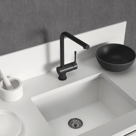 Смеситель для кухонной мойки Ideal Standard CERALOOK однорукоятковый с высоким трубчатым поворотным изливом, черный шелк (BC174XG)