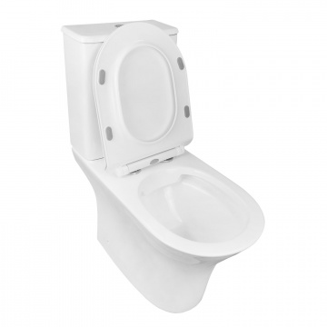 Унитаз-компакт AZARIO FRETTA ROUND 650x340x790 напольный, безободковый в комплекте с бачком и сиденьем микролифт (AZ-7121)
