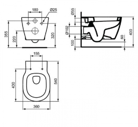 Унитаз подвесной Ideal Standard Connect безободковый (E822301)