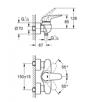 Смеситель для душа GROHE Eurostyle, белая луна (23722LS3)