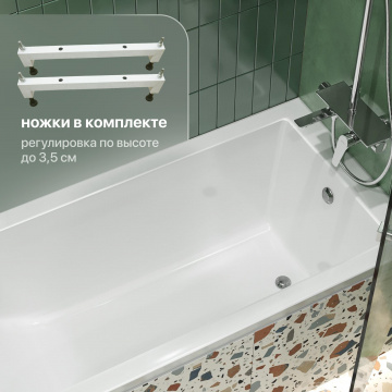 Ванна из искусственного камня STWORKI Ольборг 150x70 см, с ножками