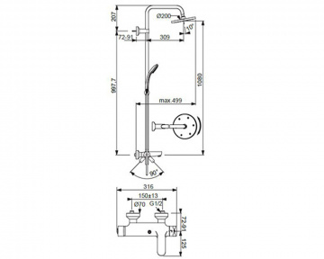 Душевая колонна Ideal Standard IdealRain ECO (B1097AA)