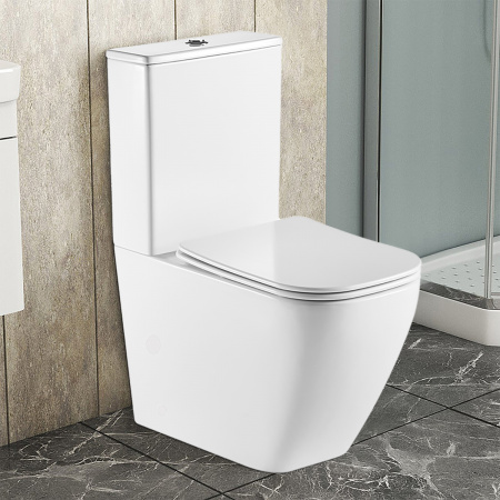 Унитаз напольный Azario LEVANTO 620x380x830 безободковый в комплекте cо смывным механизмом Geberit и сиденьем микролифт (AZ-1228A-G)