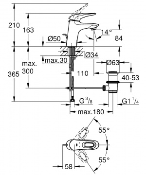 Смеситель для раковины Grohe Eurostyle Хром (33558003)