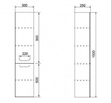Пенал подвесной Azario Ника 1500х300х250 универсальный, белый (CS00080414)