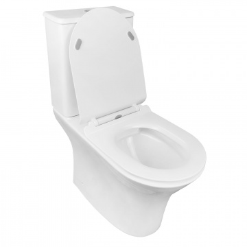 Унитаз-компакт AZARIO FRETTA ROUND 650x340x790 напольный, безободковый в комплекте с бачком и сиденьем микролифт (AZ-7121)