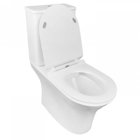 Унитаз-компакт AZARIO FRETTA ROUND 650x340x790 напольный, безободковый в комплекте с бачком и сиденьем микролифт (AZ-7121)