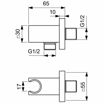 Держатель Ideal Standard IDEALRAIN с подключением душевой лейки 1/2" серый матовый (BC771A5)
