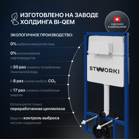Комплект Унитаз подвесной STWORKI Ларвик 5512 безободковый + Крышка + Инсталляция + Кнопка 230822 хром глянцевый