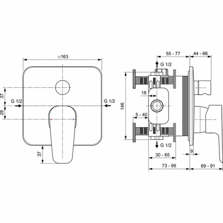 Смеситель для душа Ideal Standard Cerafine Model D внешняя часть, хром (A7348AA)