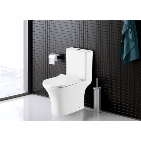 Унитаз-компакт AZARIO FRETTA ROUND 650x340x790 напольный, безободковый, в комплекте с бачком и сиденьем микролифт, сливная арматура Geberit (AZ-7121-G)