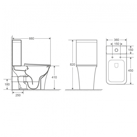 Унитаз-компакт Azario AVERO 660x360х820 напольный, безободковый со смывным механизмом Geberit, бачком и сиденьем микролифт (AZ-1213A-G)