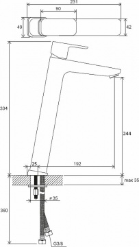 Смеситель для раковины-чаши Ravak 10° Free TD F 015.00 высокий излив, керамический картридж, хром (X070130)