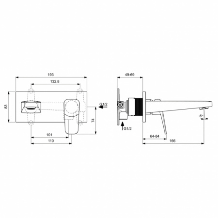 Смеситель для раковины Ideal Standard CERAPLAN встраиваемый, черный матовый (BD244XG)
