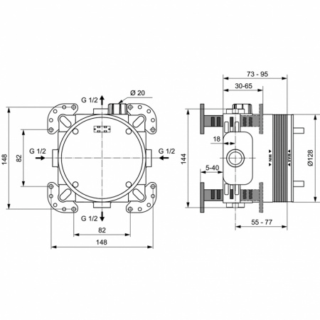 Душевая система Ideal Standard Ceratherm T100 с термостатом, черная матовая (A7573XG)