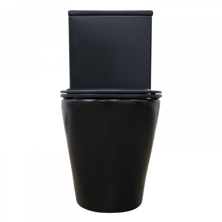 Унитаз-компакт Azario Black Queen 370х605х800 безободковый, с быстросъемным сиденьем микролифт, черный матовый (AZ-8380)