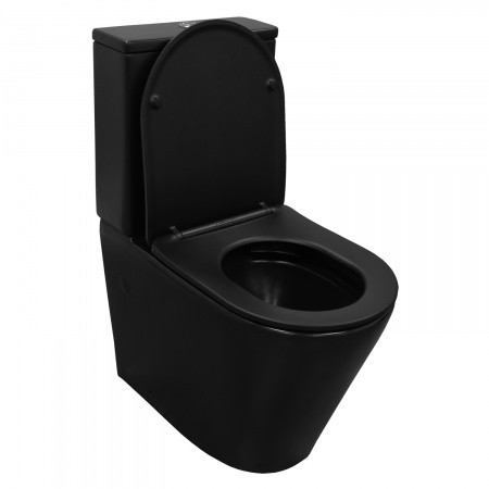 Унитаз-компакт Azario Black Queen 370х605х800 безободковый, с быстросъемным сиденьем микролифт, черный матовый (AZ-8380)