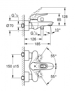 Смеситель для ванны Grohe Eurostyle Хром (33591003)